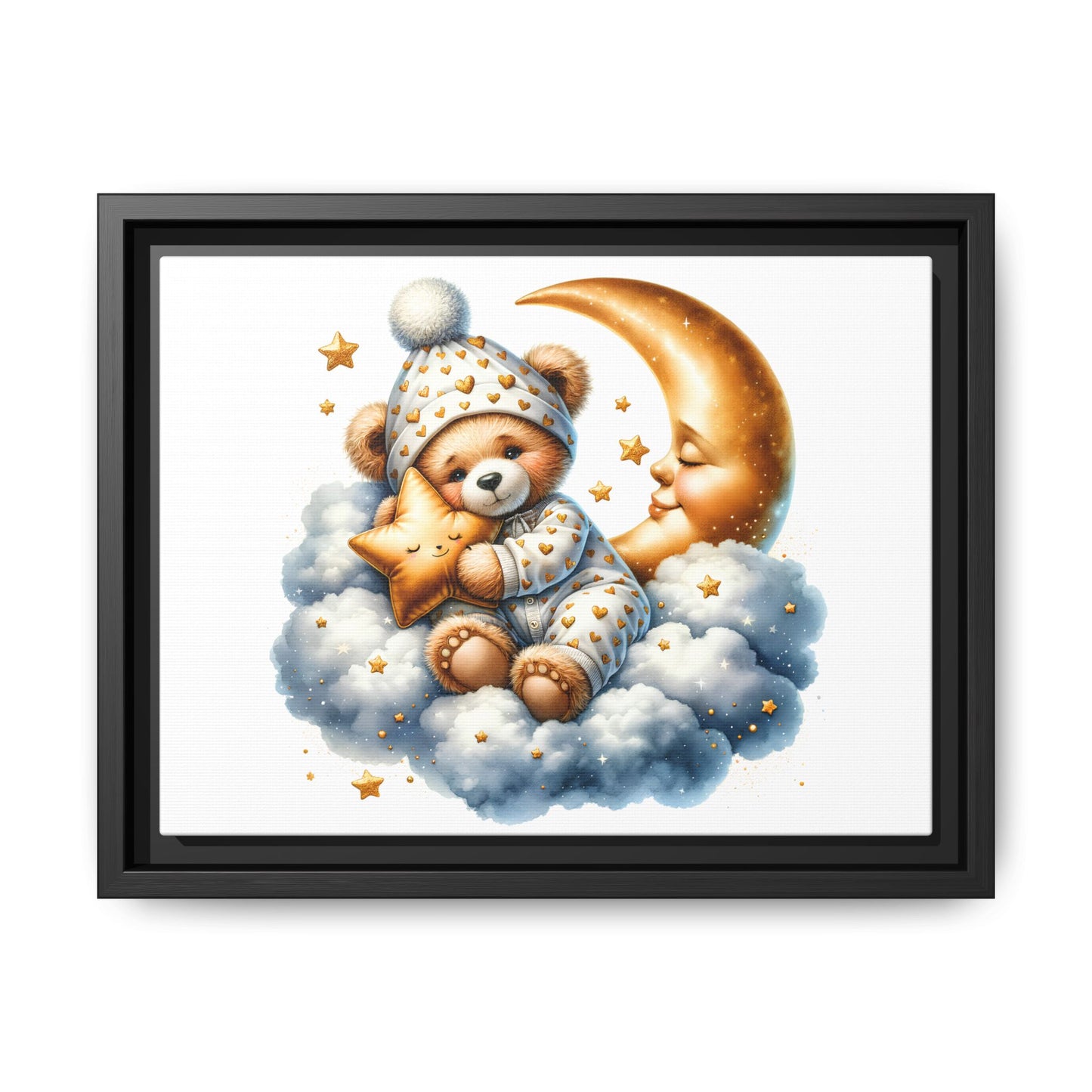 Whimsical Bear Canvas Art Print, Nursery Decor, Baby Shower Gift, Kids Room Wall Art, Playroom Decoration, Sweet Dreams Theme