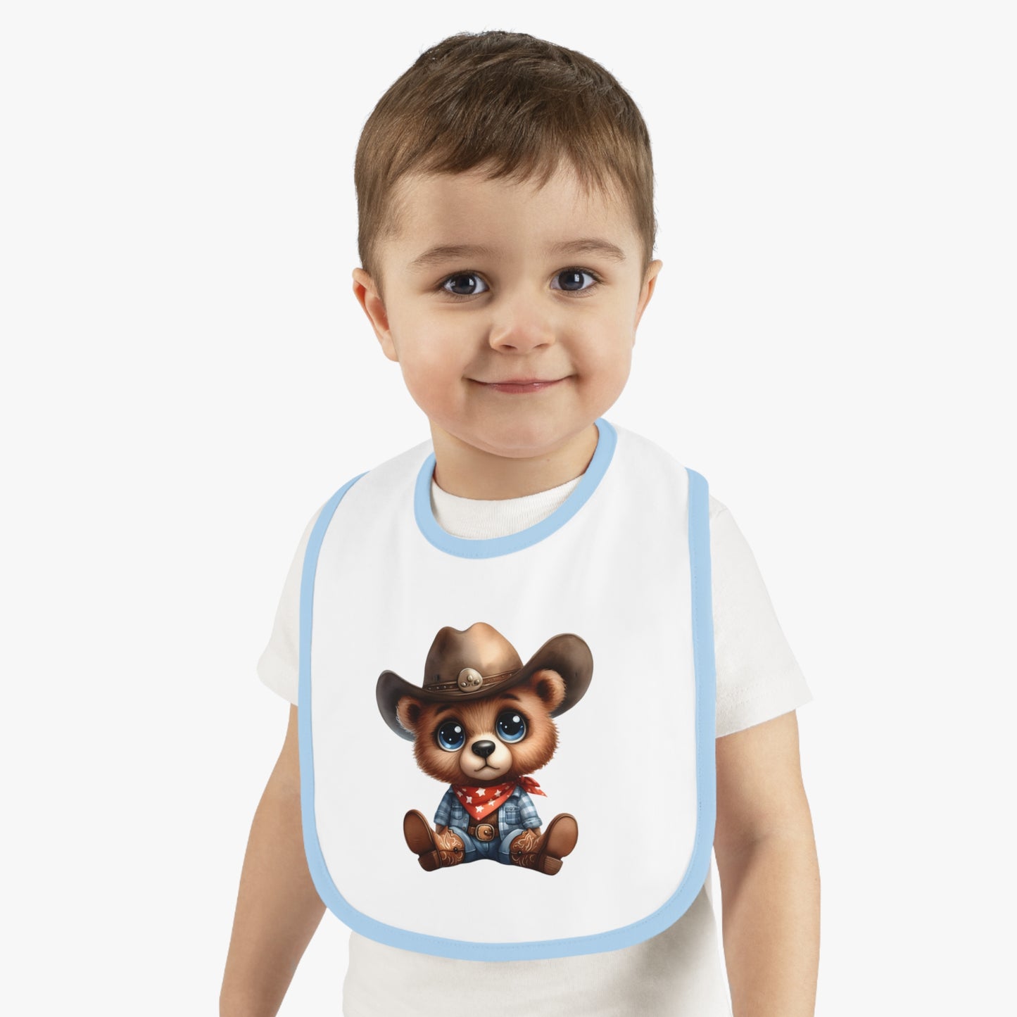 Cowboy Bear Baby Bib, Cute Baby Outfit, Newborn Gift, Baby Shower Present, Western Themed Bib, Fun Feeding Accessory