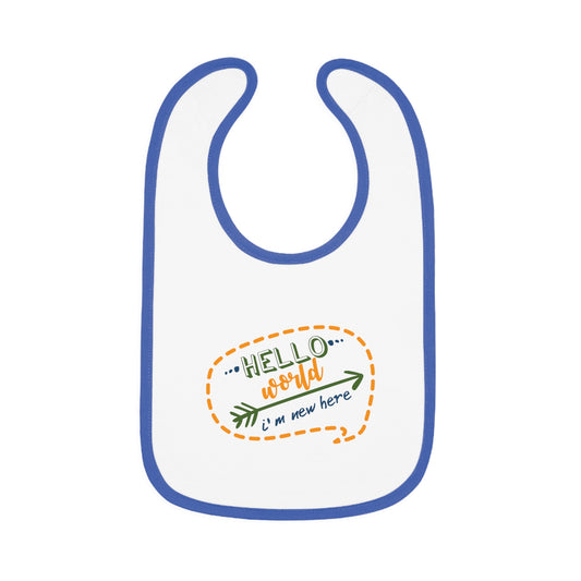 Hello World Baby Bib, Cute Baby Bib, Infants Bib, Newborn Gift, Baby Shower Present, Nursery Accessory
