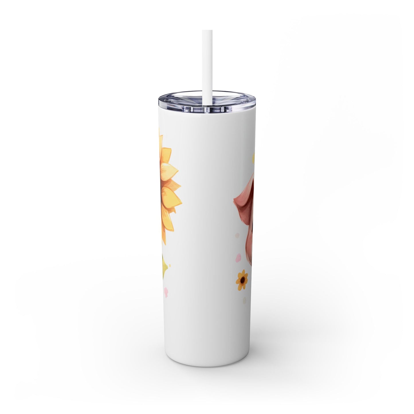 Cute Piggy Skinny Tumbler with Straw, Pig Tumbler, Sunflower Cup, Farmhouse Decor, Gift for Animal Lovers, Fun Drinkware