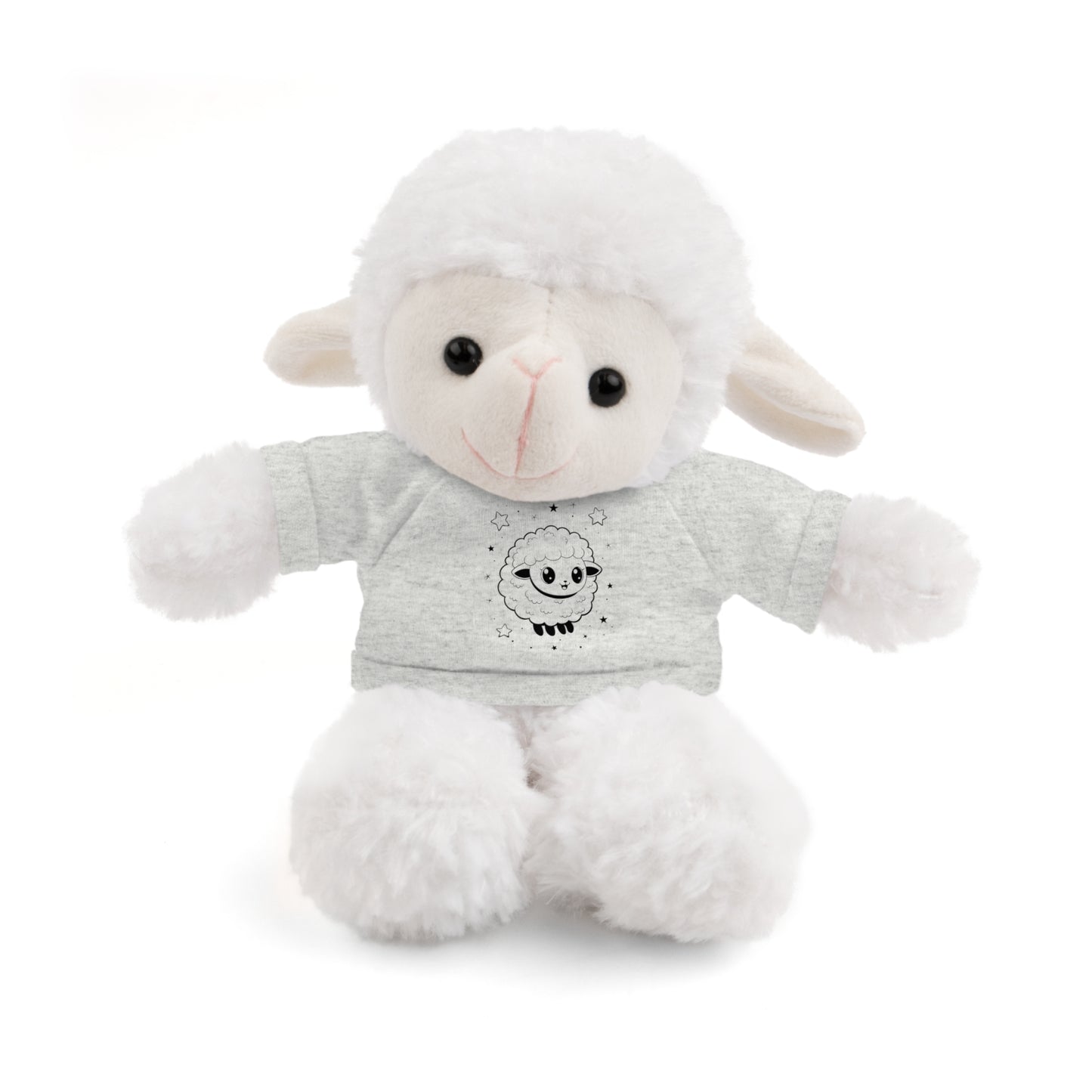 Cute Plush Sheep Toy with Custom Tee, Gift for Kids, Baby Shower Gift, Nursery Decor, Stuffed Lamb