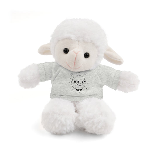 Cute Plush Sheep Toy with Custom Tee, Gift for Kids, Baby Shower Gift, Nursery Decor, Stuffed Lamb