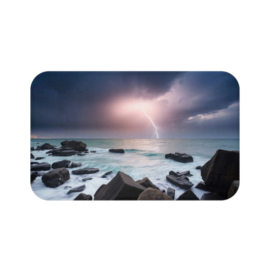 Stormy Ocean Bath Mat - Nature Home Decor, Bathroom Rug, Non-Slip Bath Mat, Coastal Vibes, Shower Mat