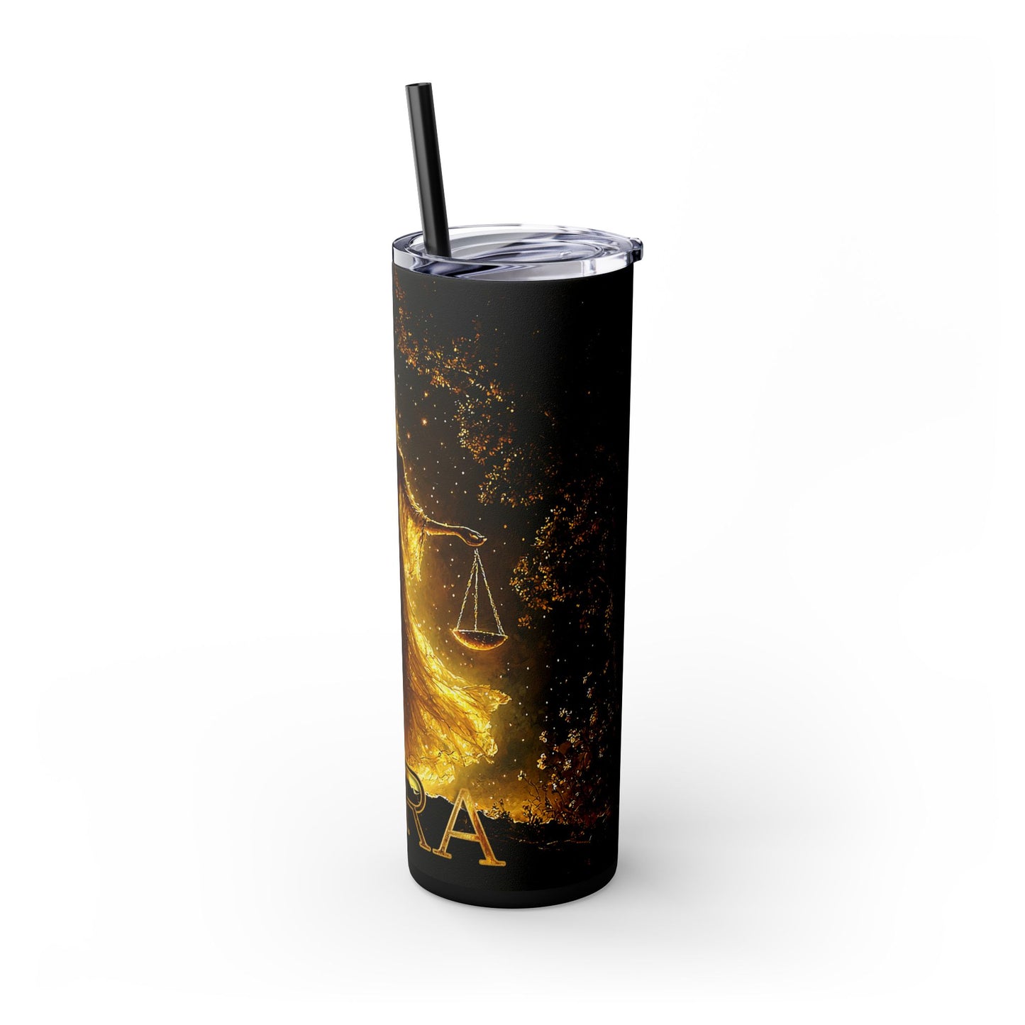 Libra Zodiac Skinny Tumbler with Straw, Astrology Gift for Libras, 20oz Travel Mug, Horoscope Drinkware, Stylish Water Bottle