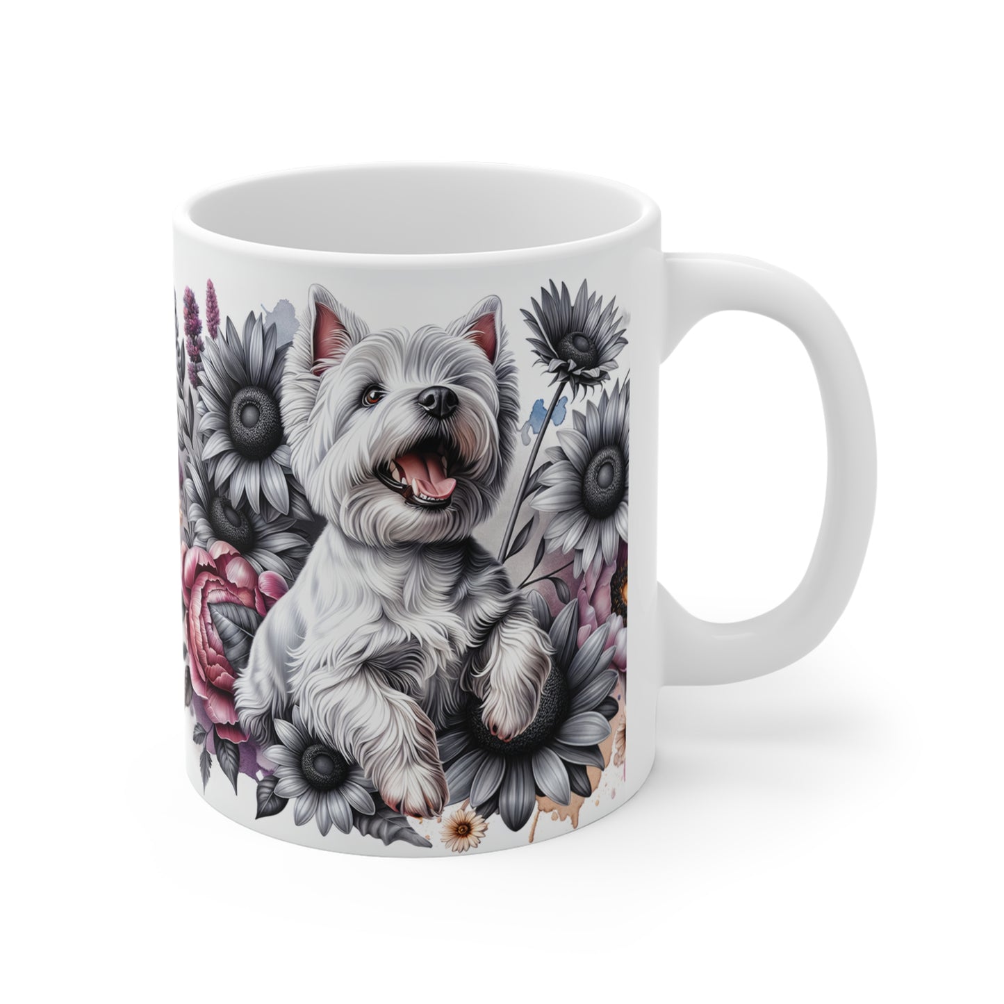 Floral Dog Lover Mug, 11oz Funny Gift for Pet Owners, Cute Coffee Cup for Dog Moms, Birthday Gift, Animal Lover, Home Decor