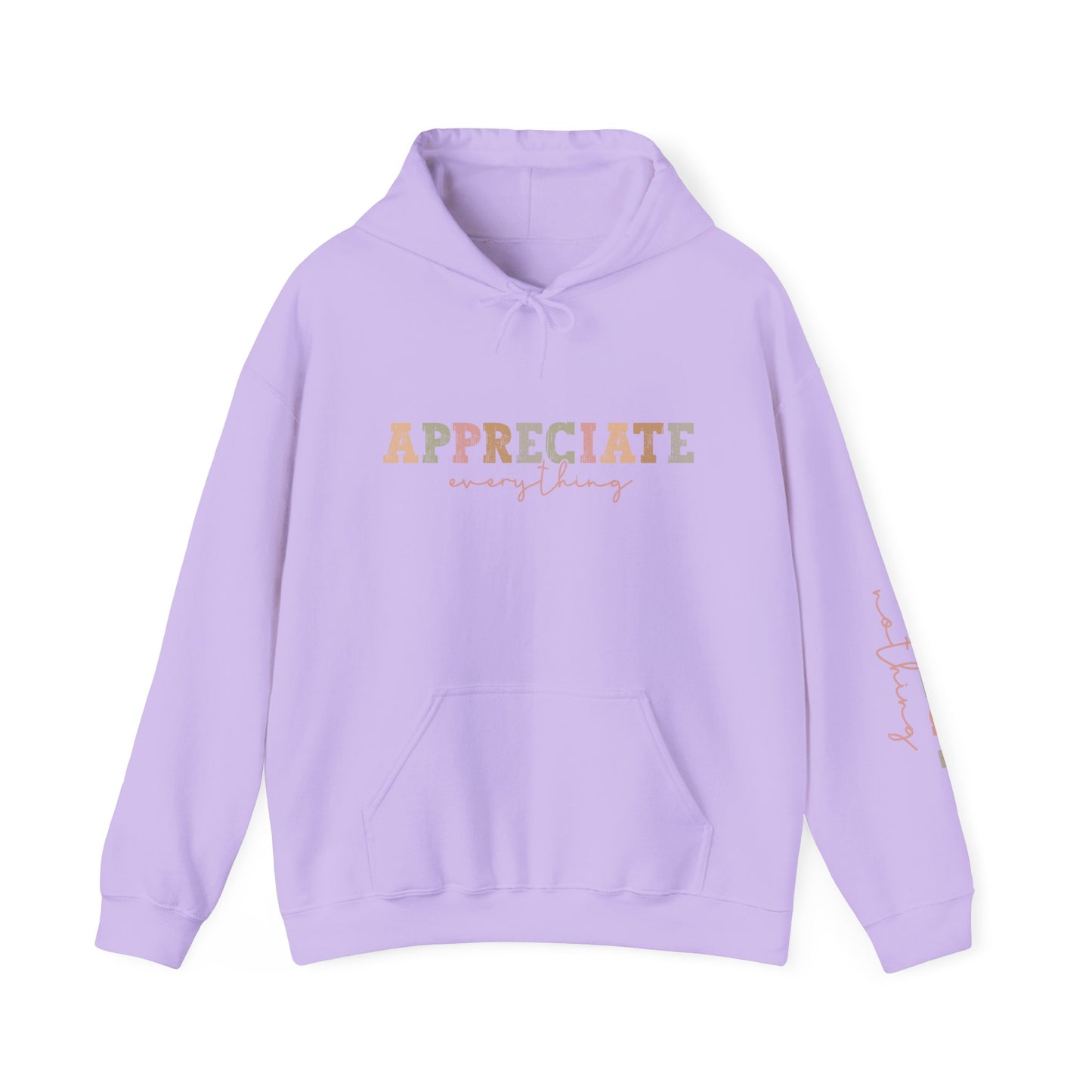 Appreciate Everything Hoodie – Unisex Heavy Blend Sweatshirt, Cozy Gift, Inspirational Apparel, Perfect for Fall, Everyday Comfort