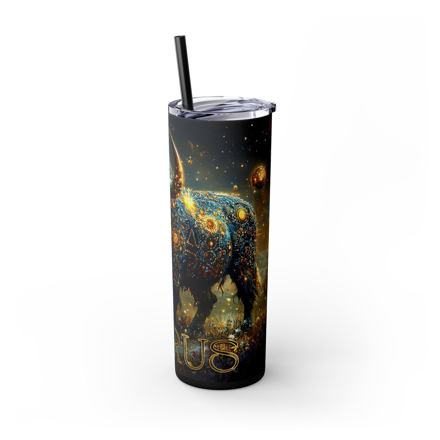 Cosmic Taurus Tumbler, 20oz Skinny Drinkware for Astrology Lovers, Starry Night, Zodiac Gift, Taurus Sign, Celestial Mug