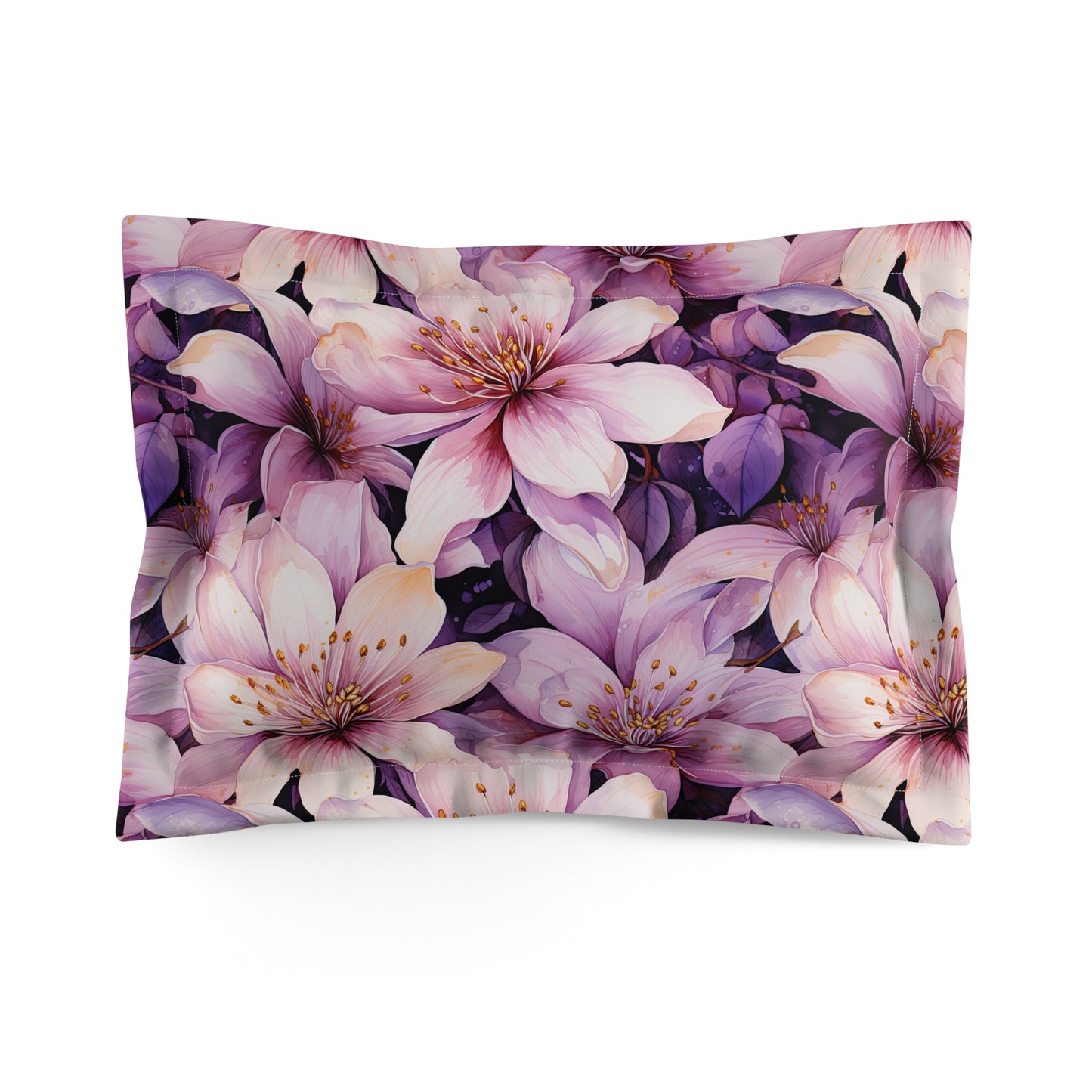 Floral Microfiber Pillow Sham, Flower Print Bedding, Soft Decorative Sham, Mothers Day Gift, Cozy Bedroom Decor, Spring Home Accents
