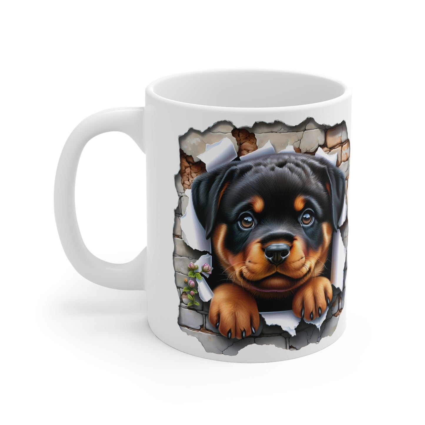 Rottweiler Puppy Mug, Dog Lover Gift, Cute Coffee Cup, Pet Themed Kitchen Decor, Animal Friendship Mug