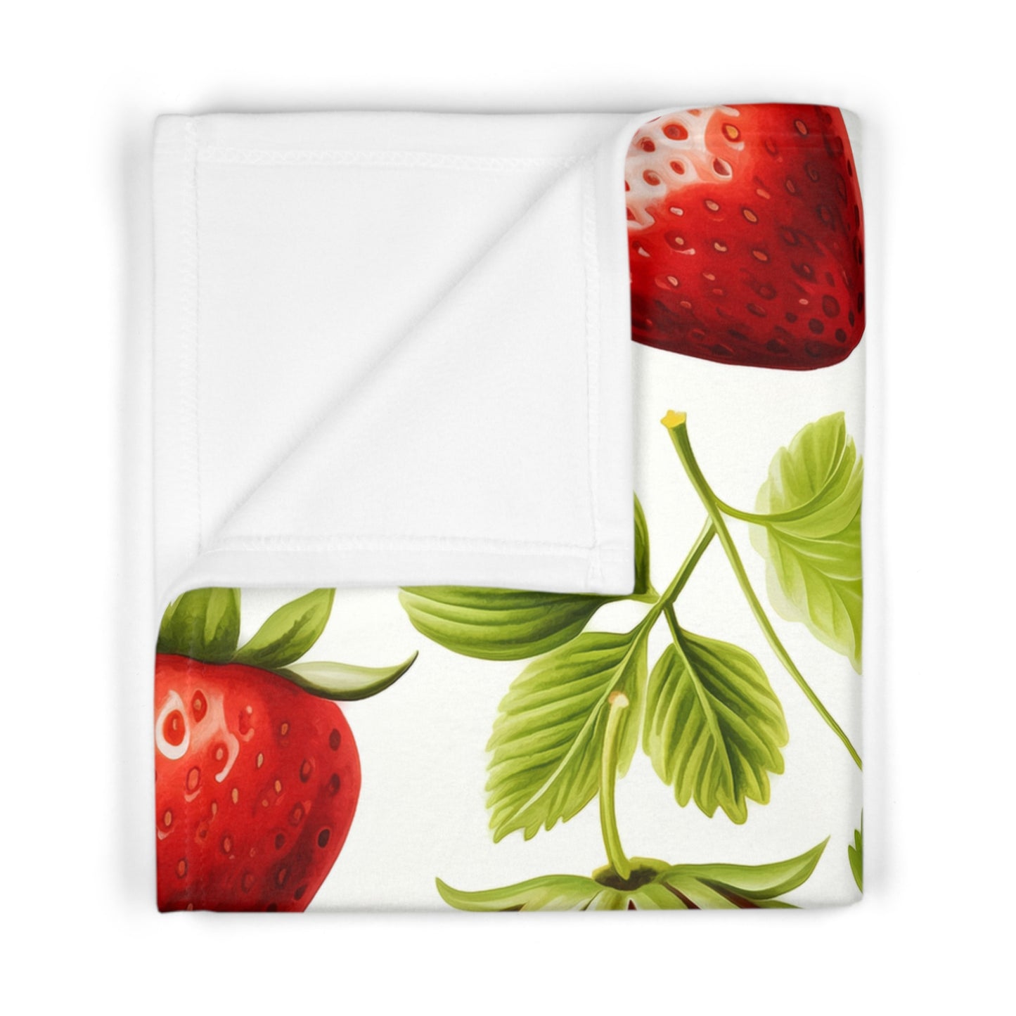 Strawberry Print Soft Fleece Baby Blanket, Nursery Decor, Baby Shower Gift, Cozy Infant Blanket, Spring Themed Nursery