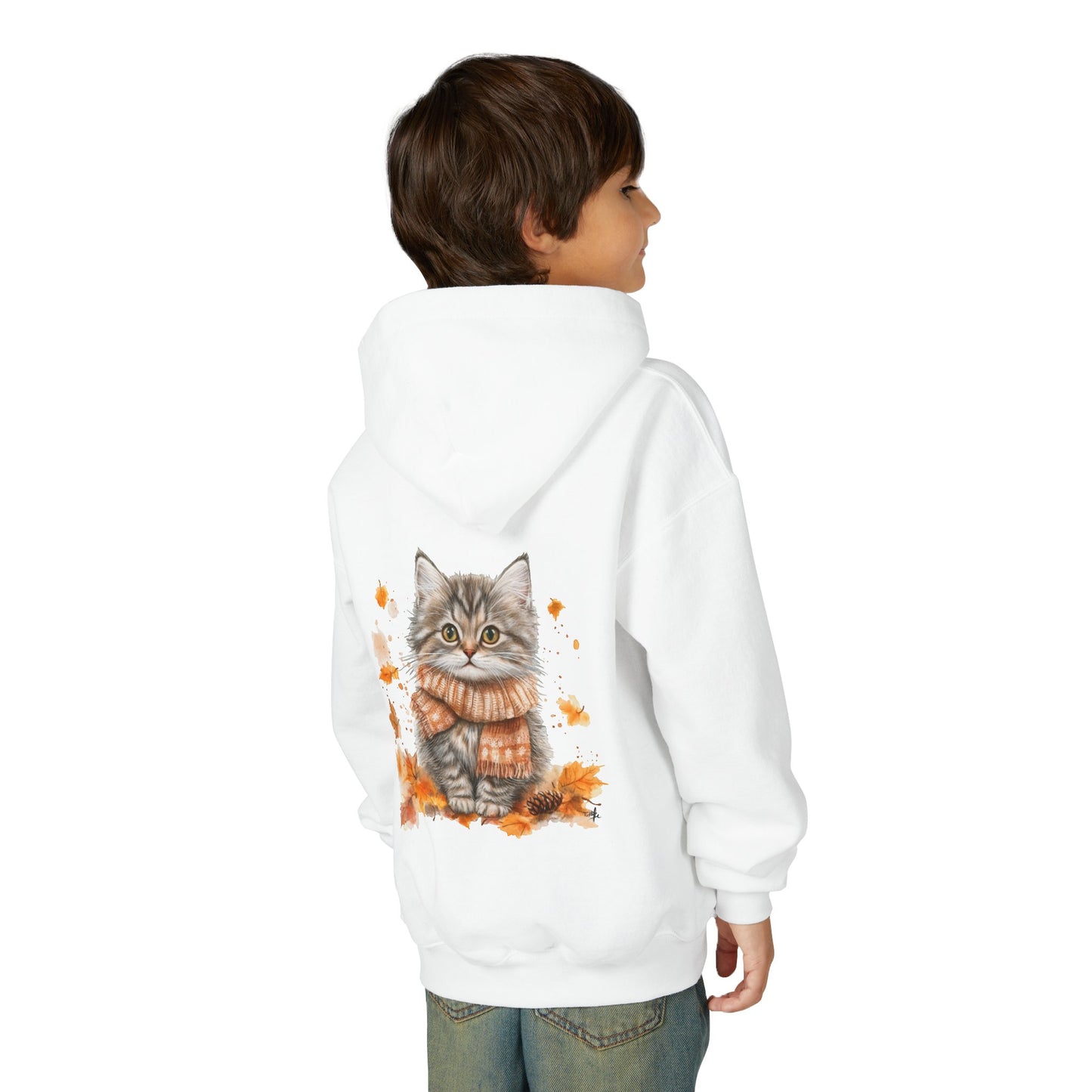 Cozy Cat Sweatshirt for Kids, Autumn Vibes Hoodie, Feline Lover Gift, Fall Fashion, Adorable Cat Sweater, Cute Animal Apparel