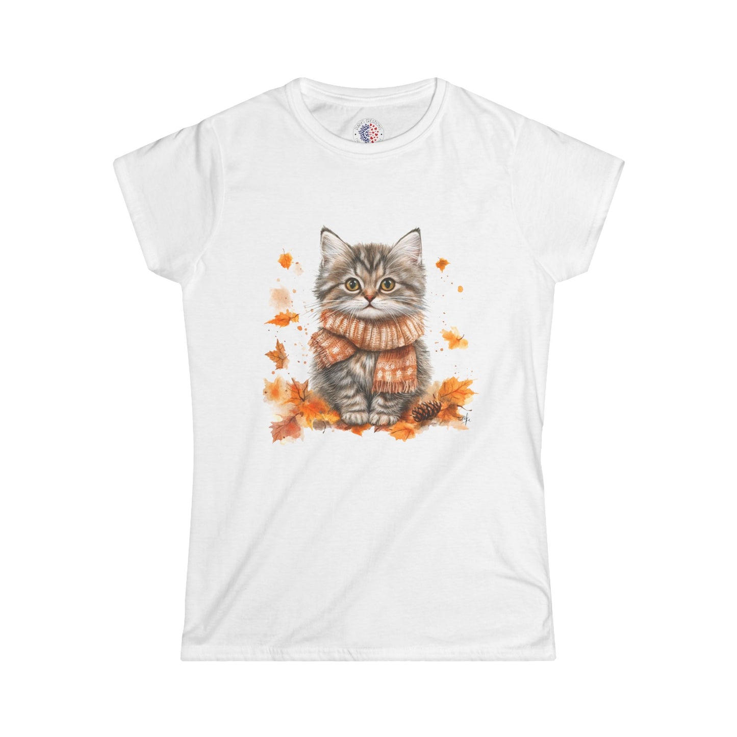 Cozy Cat Autumn Tee, Cute Cat Shirt, Fall Fashion Top, Gift for Cat Lovers, Casual Everyday Wear, Women's Tee