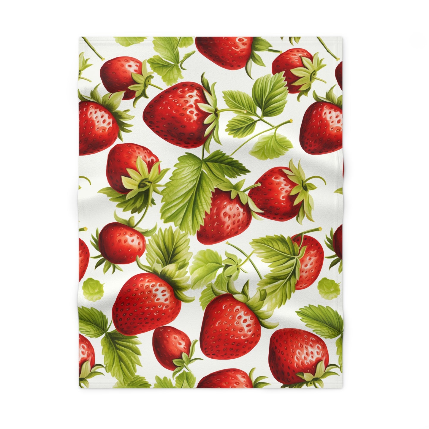 Strawberry Print Soft Fleece Baby Blanket, Nursery Decor, Baby Shower Gift, Cozy Infant Blanket, Spring Themed Nursery