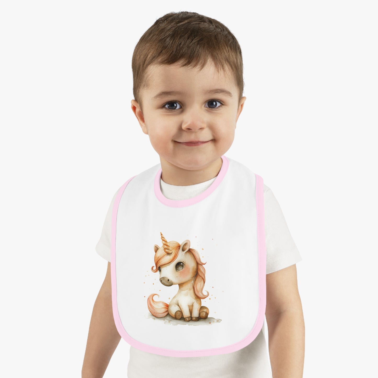 Unicorn Baby Bib with Contrast Trim | Cute Bib for Infants, Toddler Feeding, Gift for Baby Showers, Nursery Decor, Fun Mealtime Essential