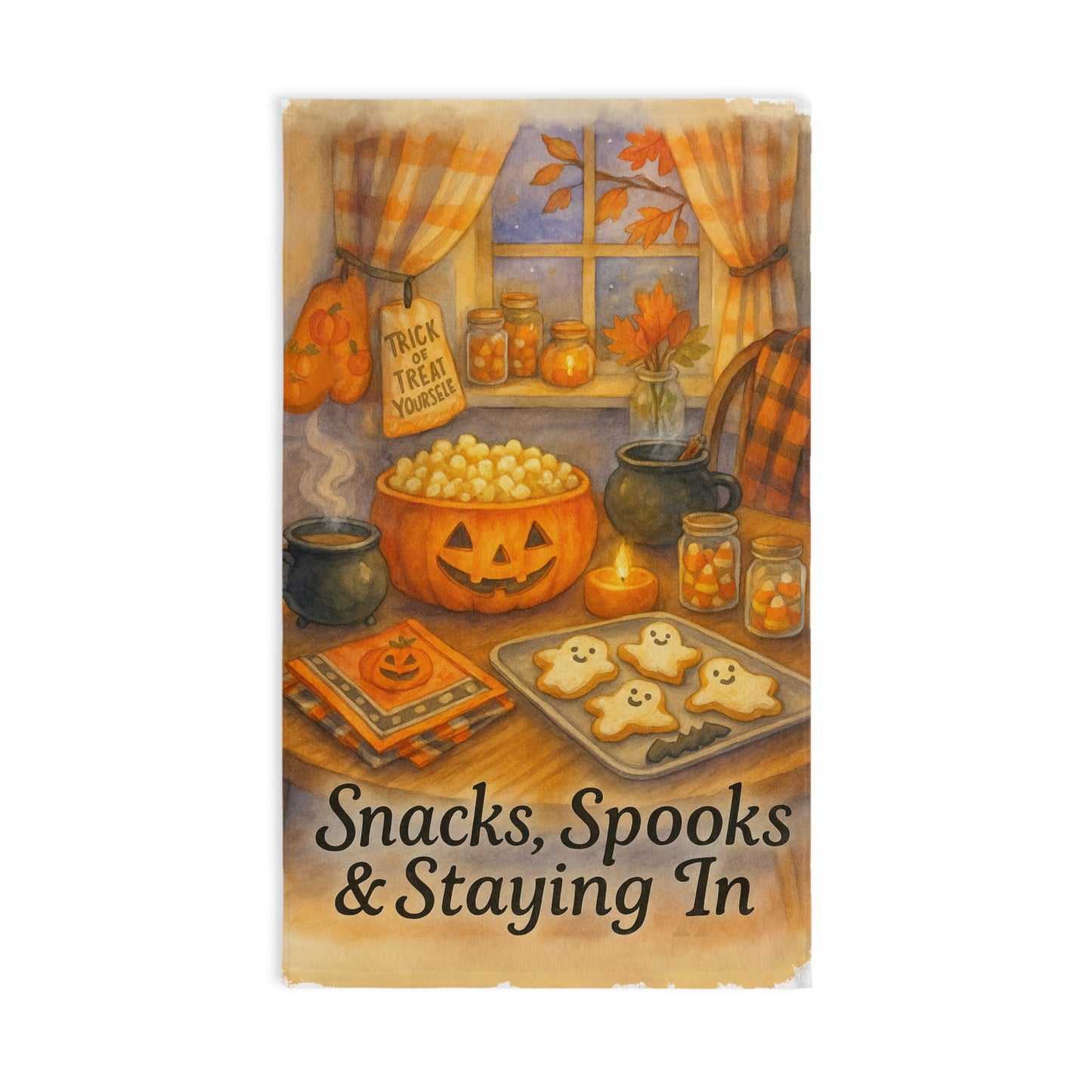 Harvest Theme Hand Towel, Fall Kitchen Decor, Halloween Party Towel, Gift for Home Chefs, Cozy Home Vibe