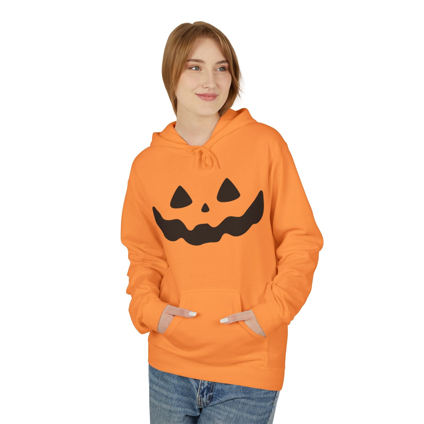 Halloween Pumpkin Fleece Hoodie - Unisex, Softstyle, Perfect for Fall, Spooky Season, Trick or Treat, Cozy Costume