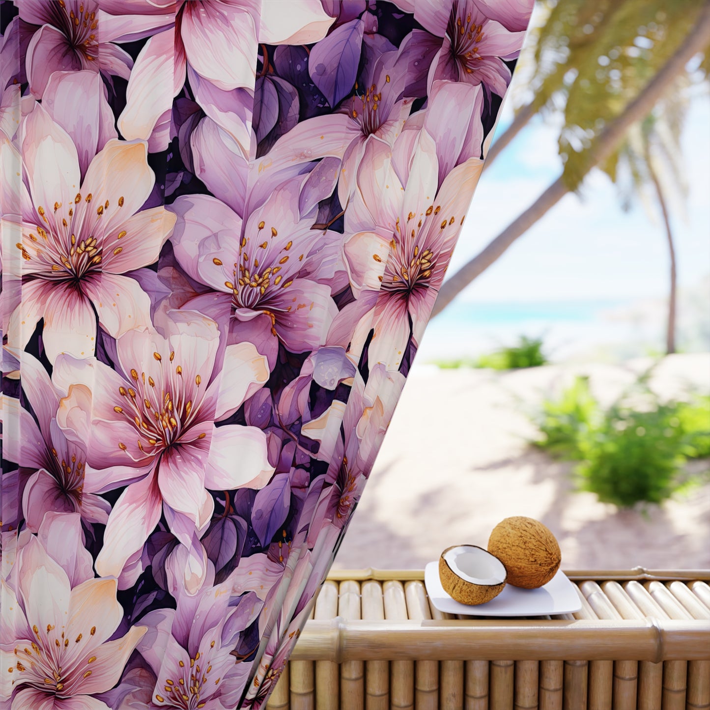 Elegant Floral Window Curtain for Home Décor, Living Room Drapes, Bedroom Shades, Spring Decoration, Flower Print Curtains