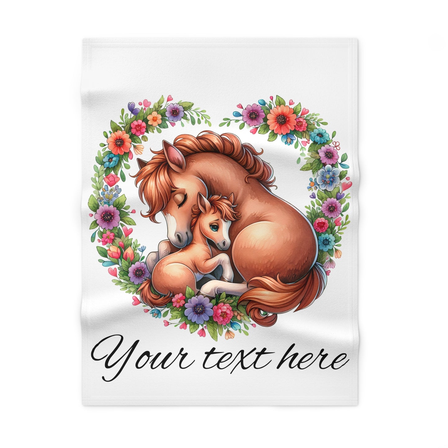 Cozy Fleece Baby Blanket, Adorable Pony Design Blanket, Nursery Décor, Gift for Baby Shower, Floral Baby Throw