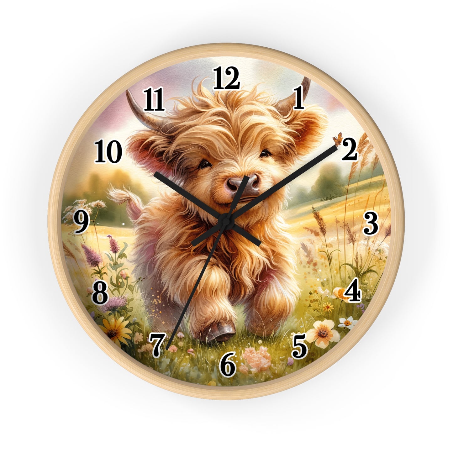 Cute Highland Cow Wall Clock, Farmhouse Decor, Country Home Accent, Birthday Gift, Animal Lover's Wall Art