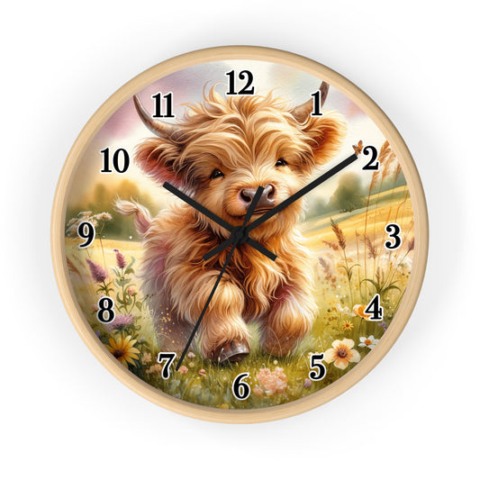 Cute Highland Cow Wall Clock, Farmhouse Decor, Country Home Accent, Birthday Gift, Animal Lover's Wall Art