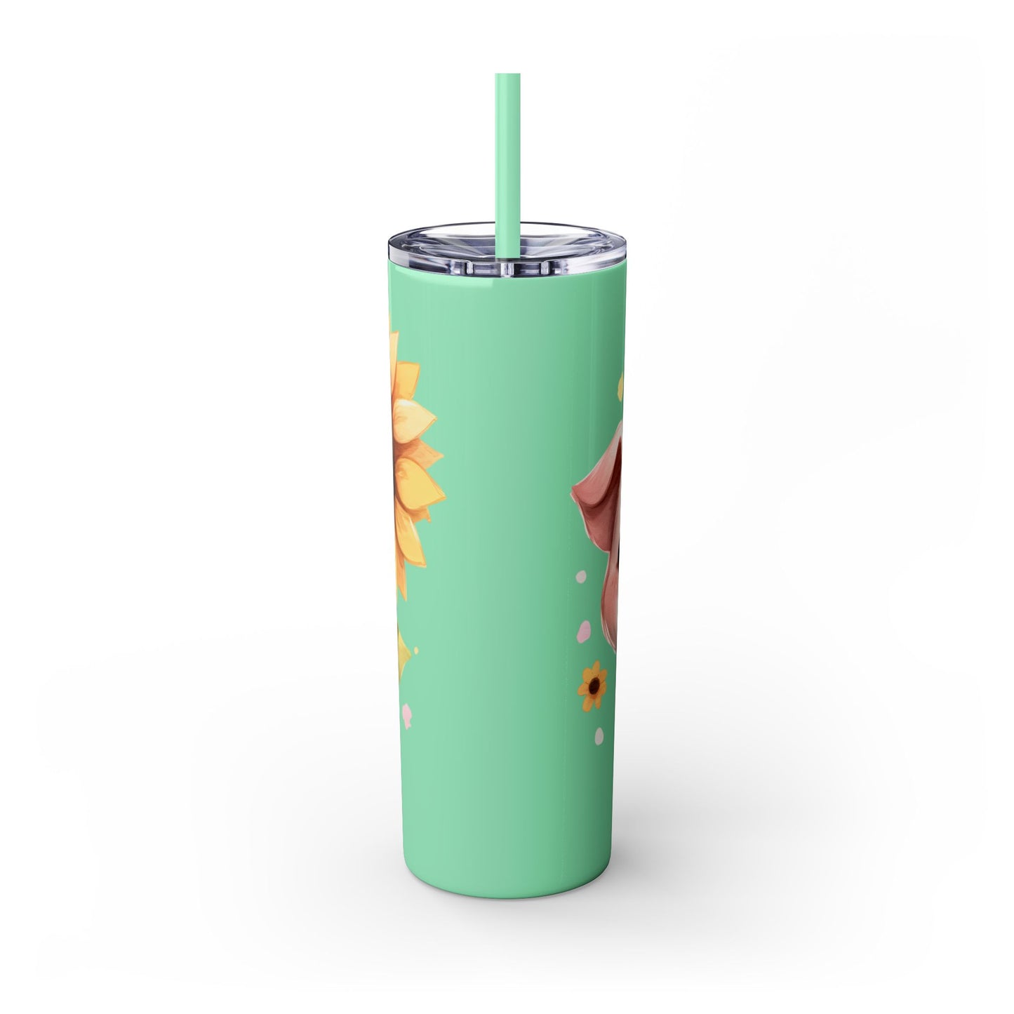 Cute Piggy Skinny Tumbler with Straw, Pig Tumbler, Sunflower Cup, Farmhouse Decor, Gift for Animal Lovers, Fun Drinkware