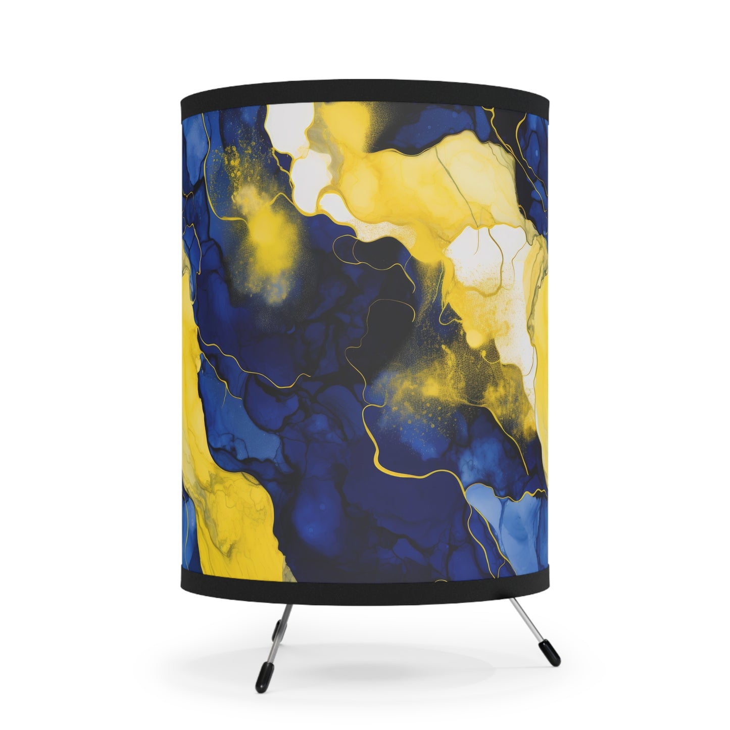 Tripod Lamp - Modern Home Decor, Blue and Yellow Accent Light, Artistic Table Lamp, Unique Gift for Housewarming