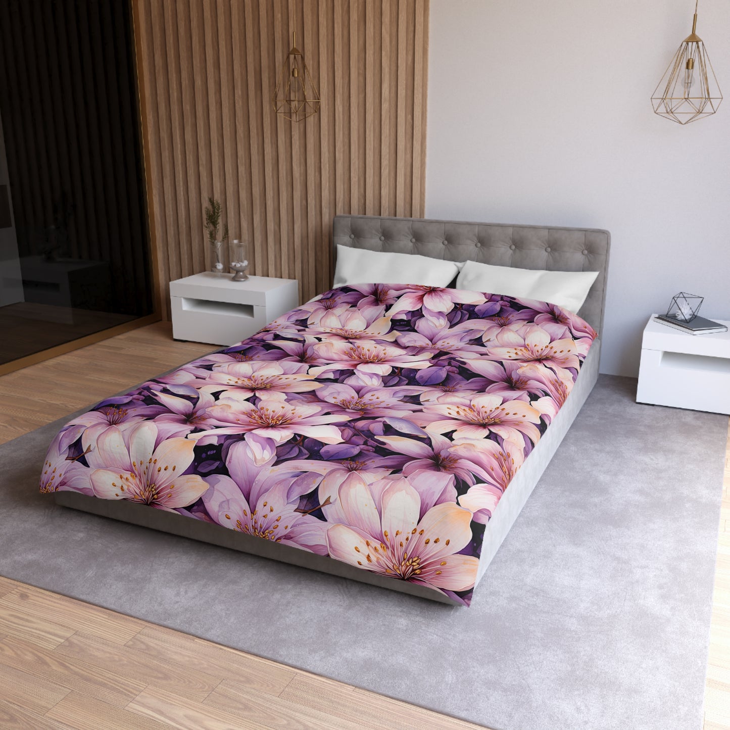 Floral Microfiber Duvet Cover - Cozy Bedding, Boho Decor, Gift for Her, Bedroom Makeover, Spring Home Accents