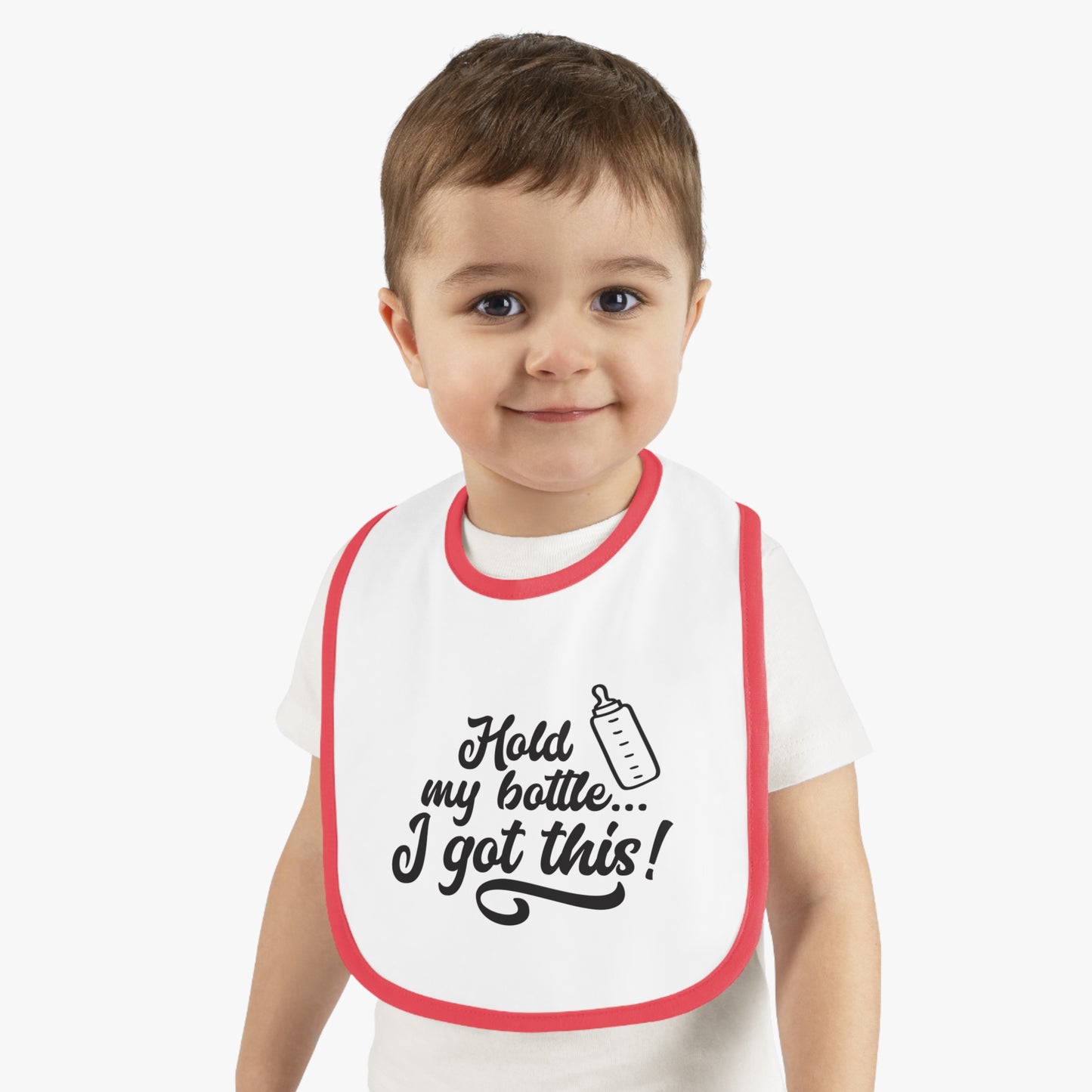 Baby Bib with Fun Quote | Cute Infants Bib | Unique Baby Shower Gift | Bib for Feeding | Baby Contrast Trim Jersey Bib | I Got This!