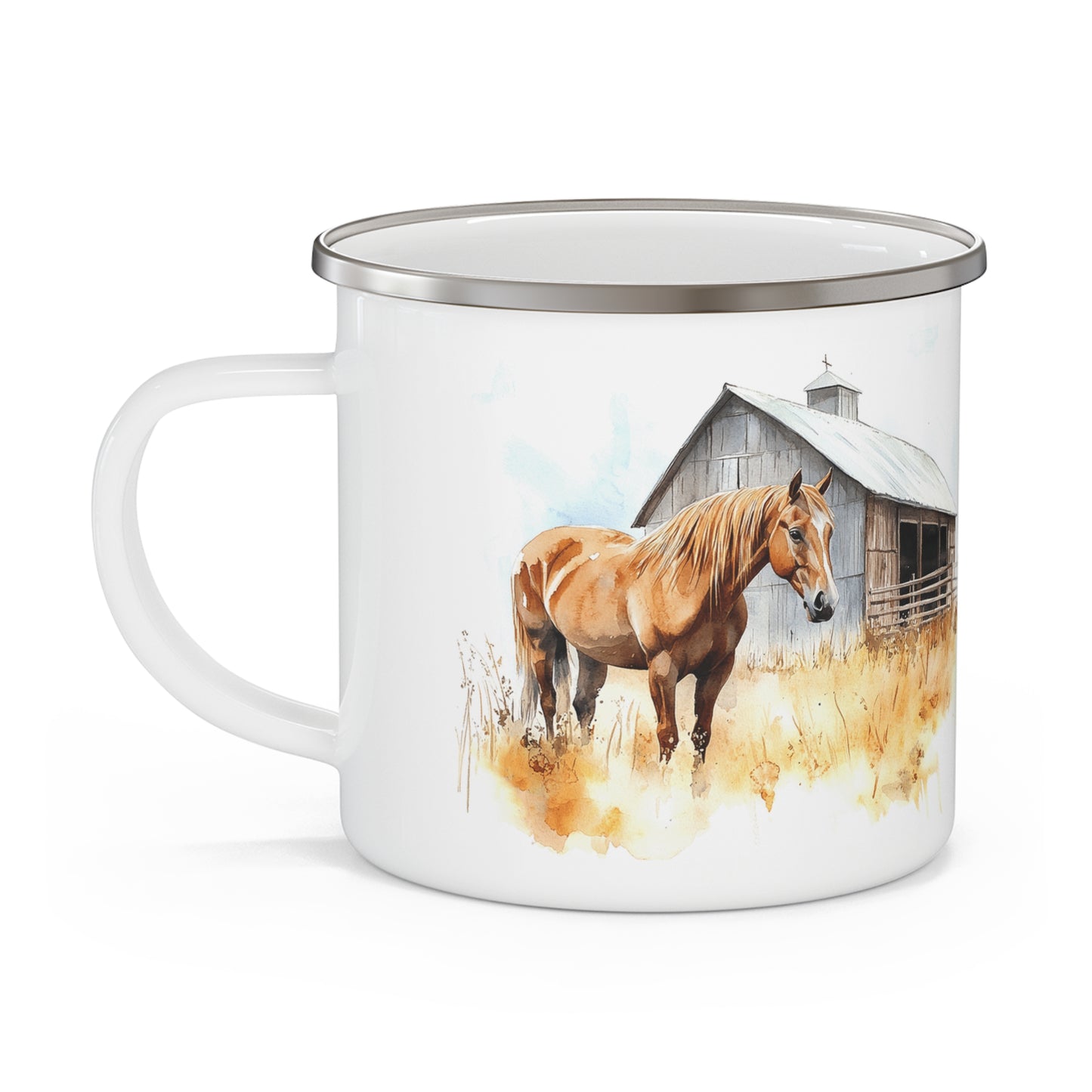 Rustic Enamel Camping Mug - Cozy Outdoor Drinkware, Horse Design, Perfect for Nature Lovers, Camping, Hiking, Gift for Adventurers