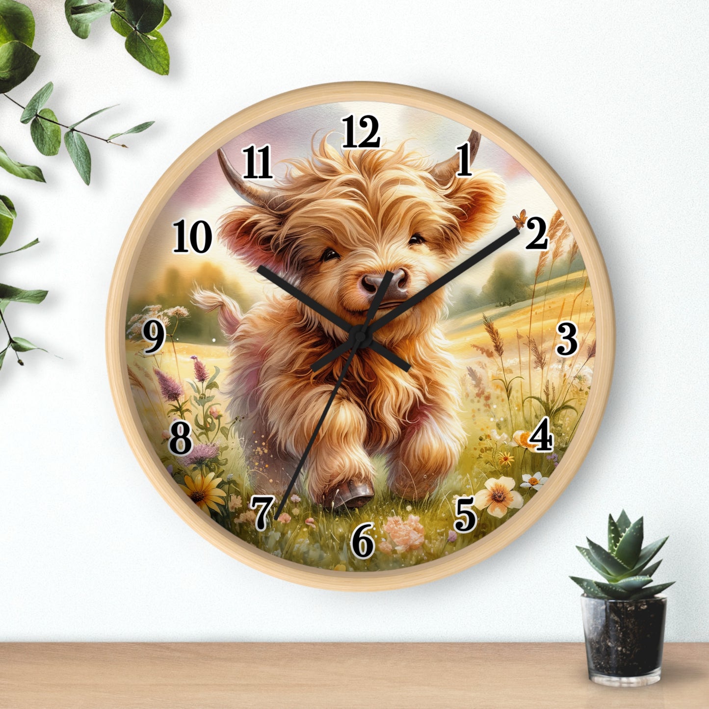 Cute Highland Cow Wall Clock, Farmhouse Decor, Country Home Accent, Birthday Gift, Animal Lover's Wall Art