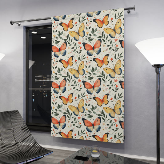 Butterfly Pattern Window Curtains, Floral Home Decor, Living Room Accessories, Nature-Inspired Hanging Panels, Spring Decor