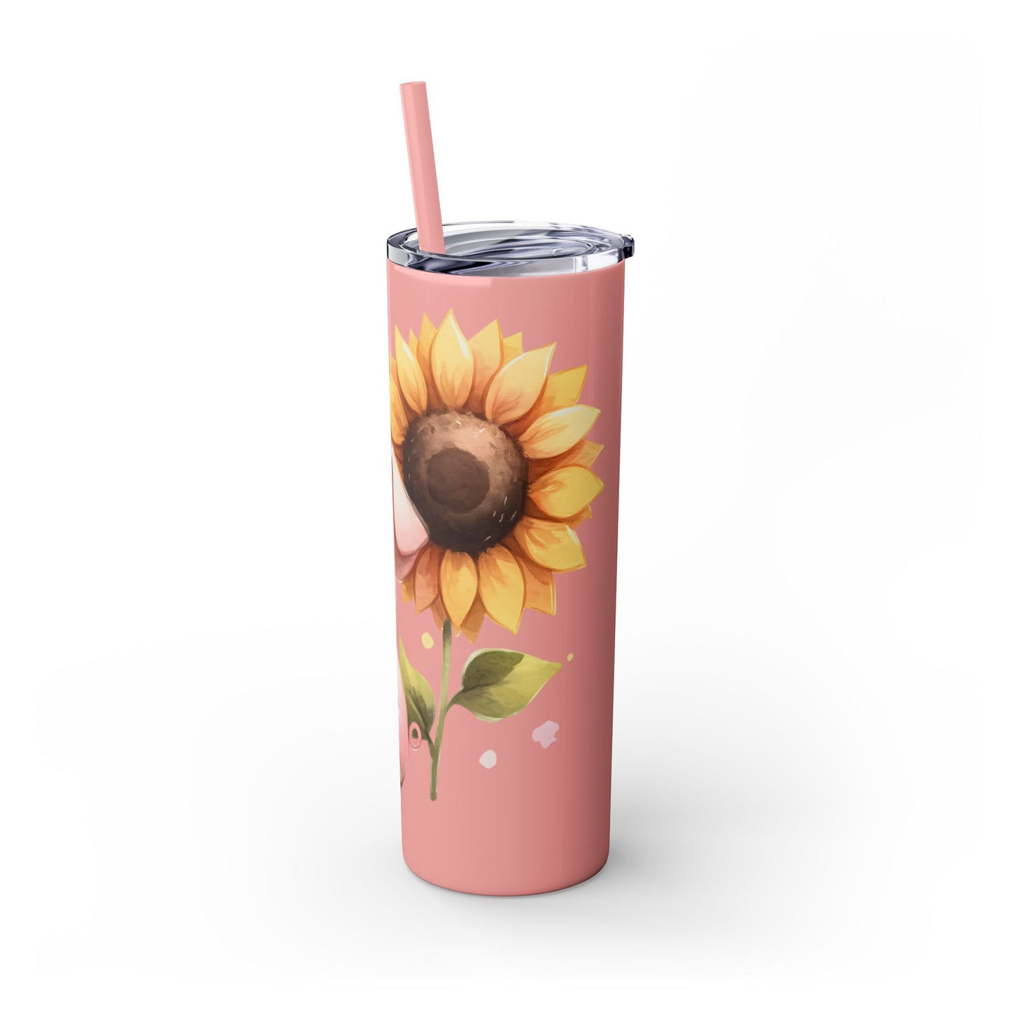 Cute Piggy Skinny Tumbler with Straw, Pig Tumbler, Sunflower Cup, Farmhouse Decor, Gift for Animal Lovers, Fun Drinkware