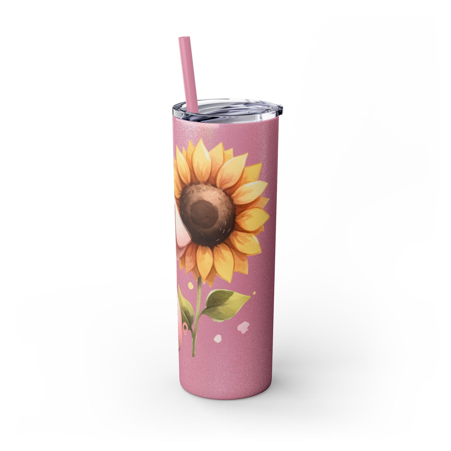 Cute Piggy Skinny Tumbler with Straw, Pig Tumbler, Sunflower Cup, Farmhouse Decor, Gift for Animal Lovers, Fun Drinkware