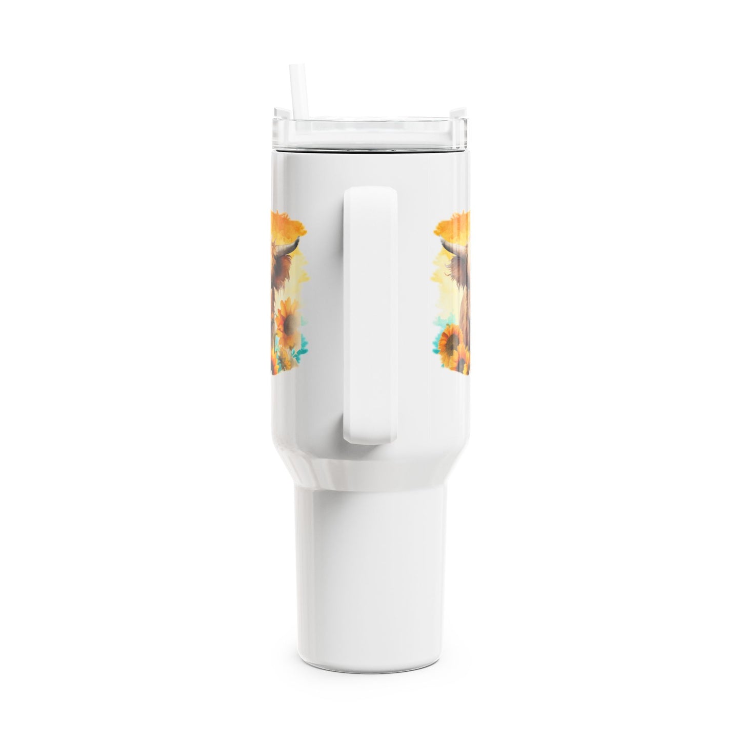 Highland Cow Tumbler, 40oz Insulated Mug, Not Today Heifer Drinkware, Cute Farmhouse Style Tumbler, Sunflower Cow Tumbler