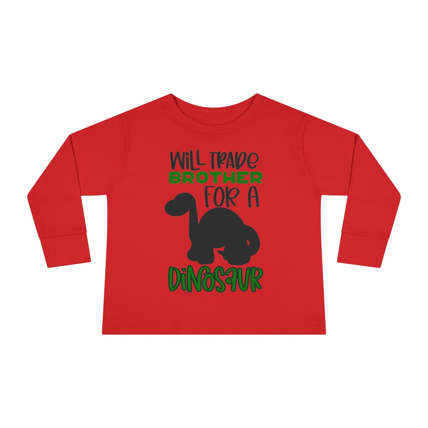 Dinosaur-Themed Toddler Long Sleeve Tee - 'Will Trade Brother for a Dinosaur', Cute Kids' Apparel, Birthday Gift, Toddler Fashion, [...]
