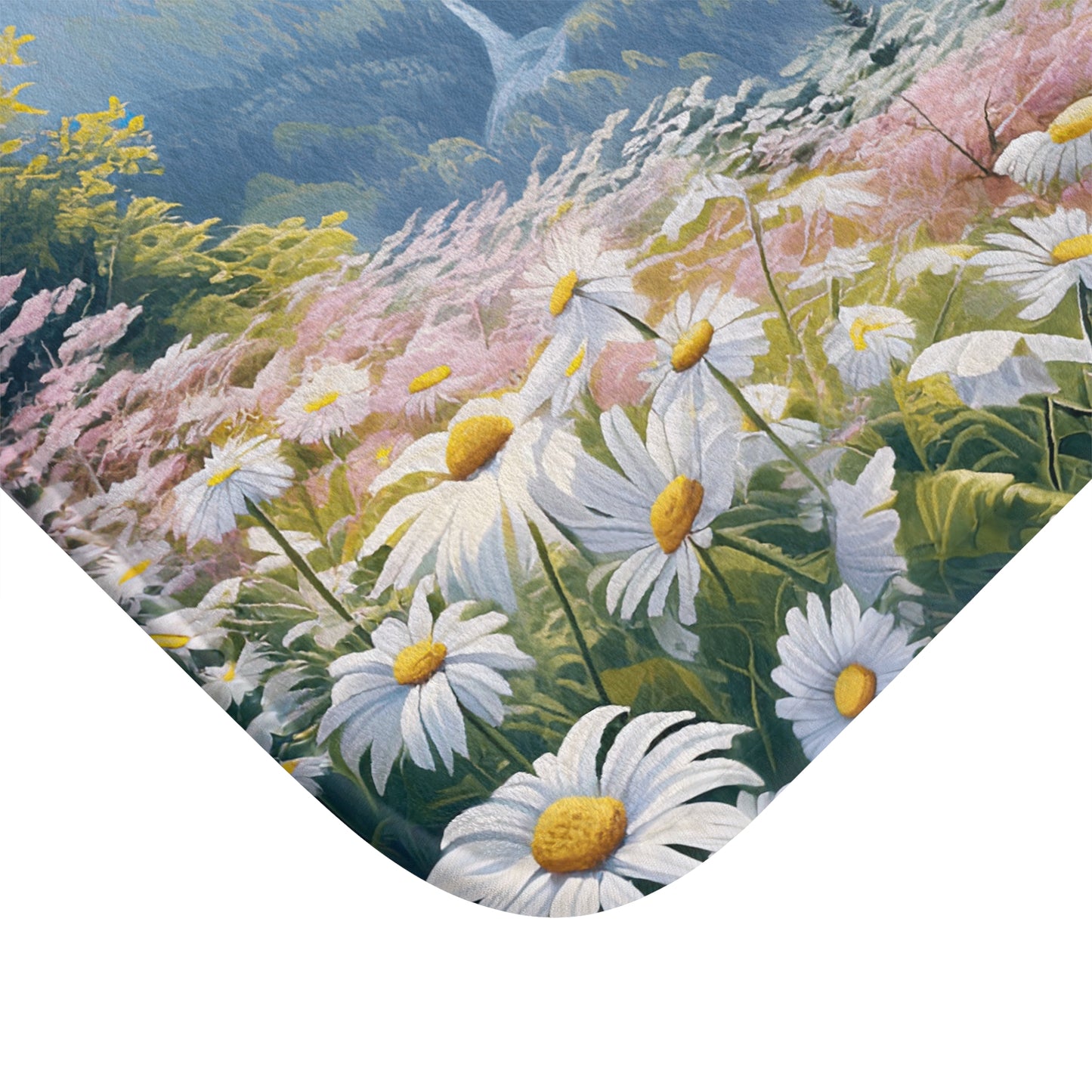 Floral Mountain Bath Mat, Nature Decor, Bathroom Accessories, Gift for Her, Cozy Home Decor