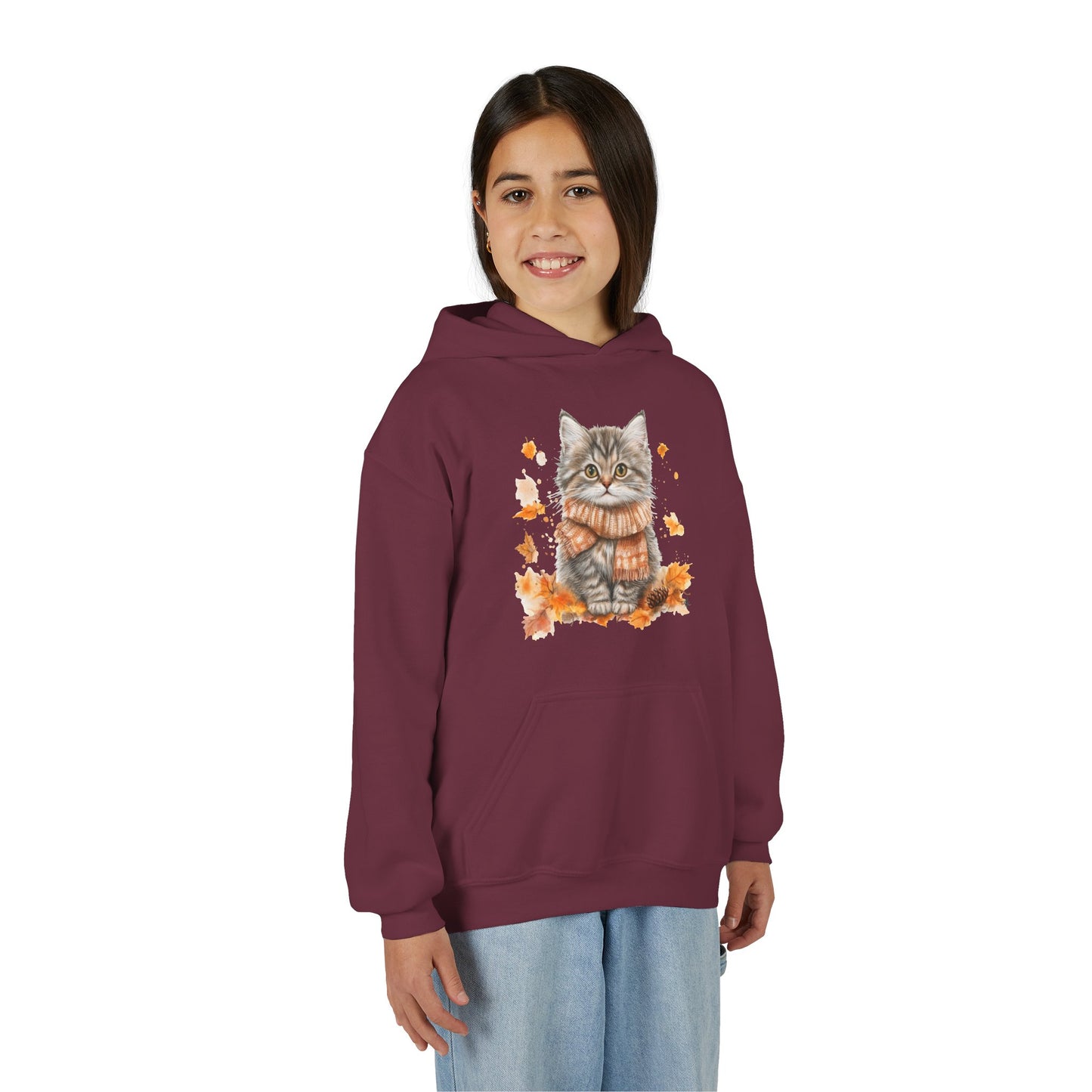 Cozy Cat Sweatshirt for Kids, Autumn Vibes Hoodie, Feline Lover Gift, Fall Fashion, Adorable Cat Sweater, Cute Animal Apparel
