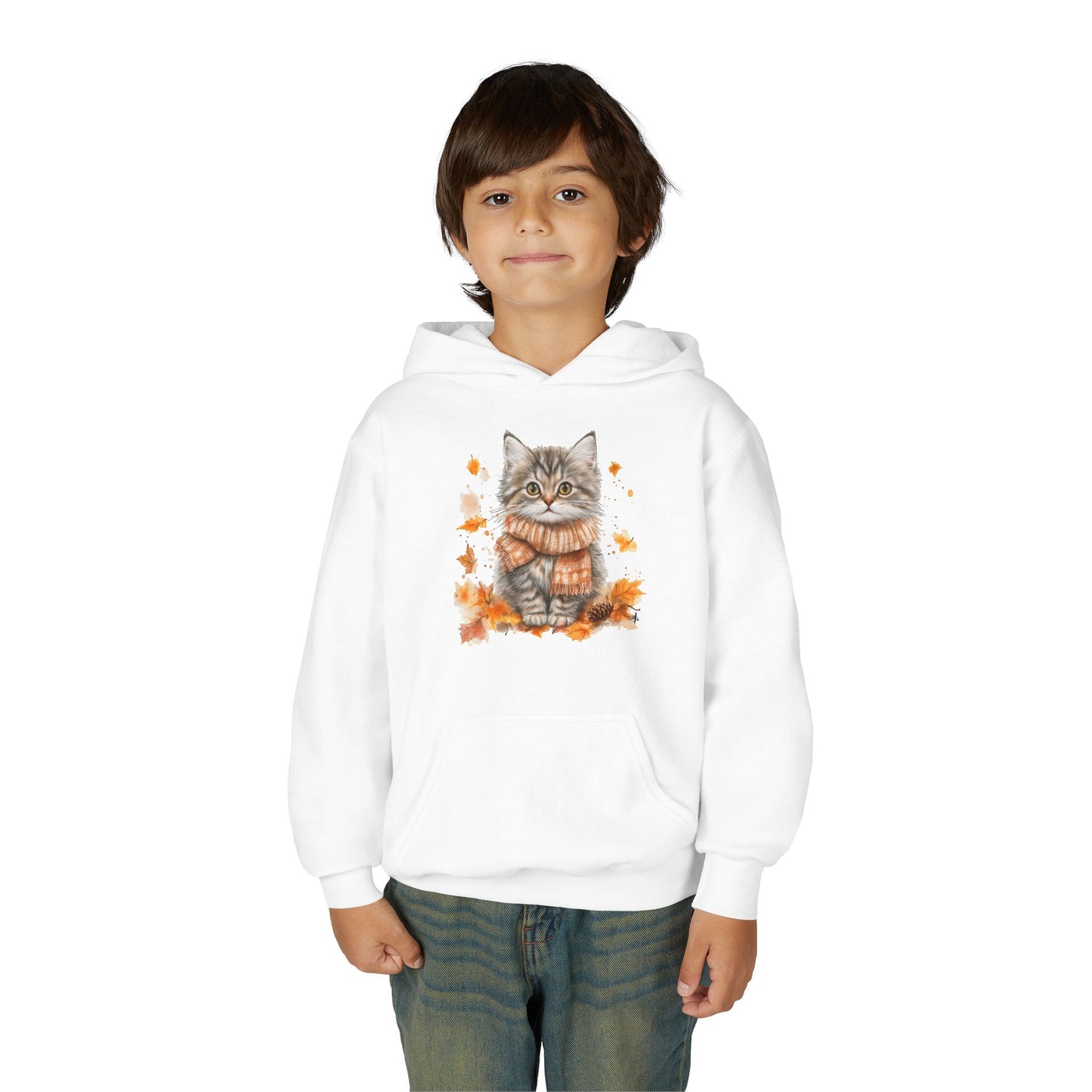 Cozy Cat Sweatshirt for Kids, Autumn Vibes Hoodie, Feline Lover Gift, Fall Fashion, Adorable Cat Sweater, Cute Animal Apparel