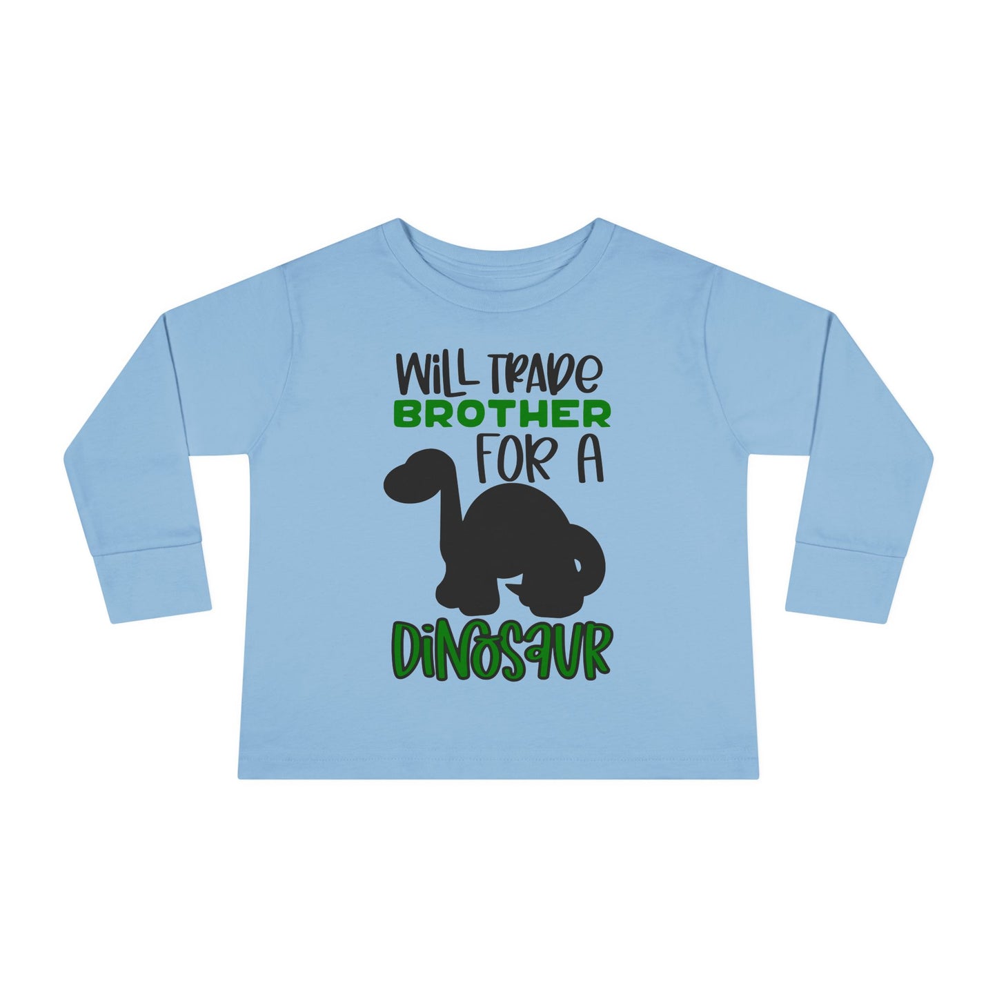 Dinosaur-Themed Toddler Long Sleeve Tee - 'Will Trade Brother for a Dinosaur', Cute Kids' Apparel, Birthday Gift, Toddler Fashion, [...]