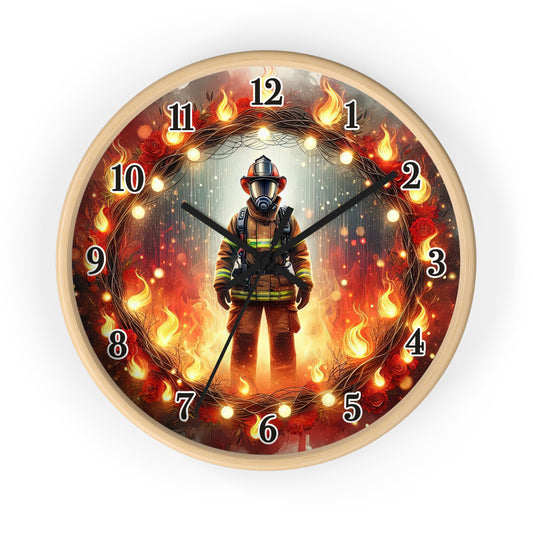 Firefighter Wall Clock - Heroic Decor for Firefighters, Unique Gift, Home Office, Firehouse Wall Art, Motivational Timepiece