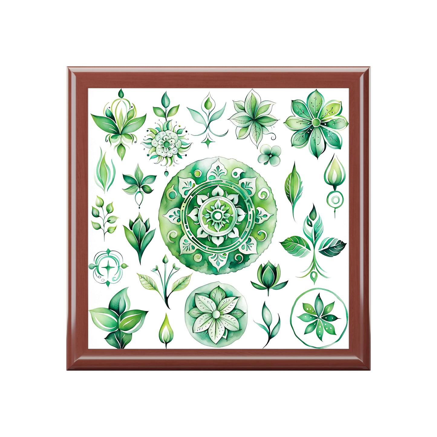 Elegant Floral Jewelry Box | Decorative Storage for Rings, Earrings, Gifts, Home Decor, Green Botanical Theme