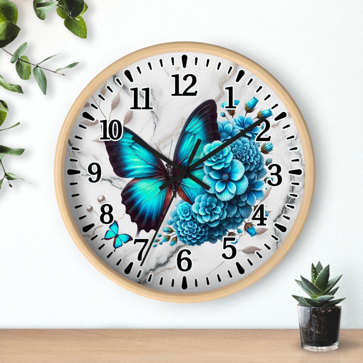 Butterfly Bloom Wall Clock, Floral Home Decor, Gift for Nature Lovers, Modern Office Clock, Boho Style Wall Art