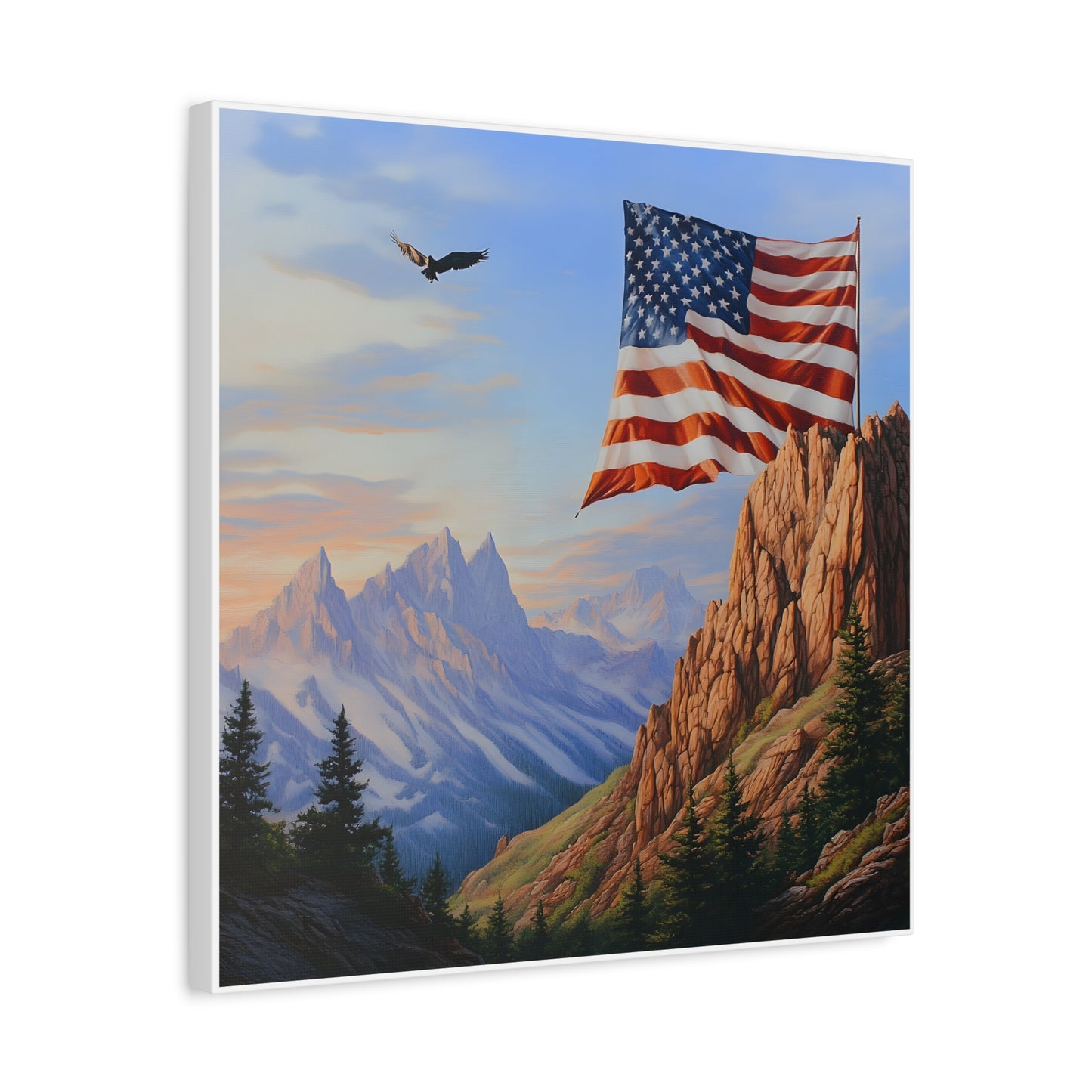 American Flag Mountain Canvas Wall Art, Patriotic Home Decor, Nature Artwork, Gift for Veterans, Independence Day Decoration, 4th of [...]