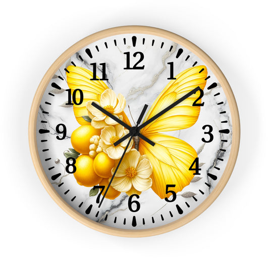 Elegant Yellow Butterfly Wall Clock, Home Decor, Modern Timepiece, Gift for Her, Spring Decoration, Unique Wall Art