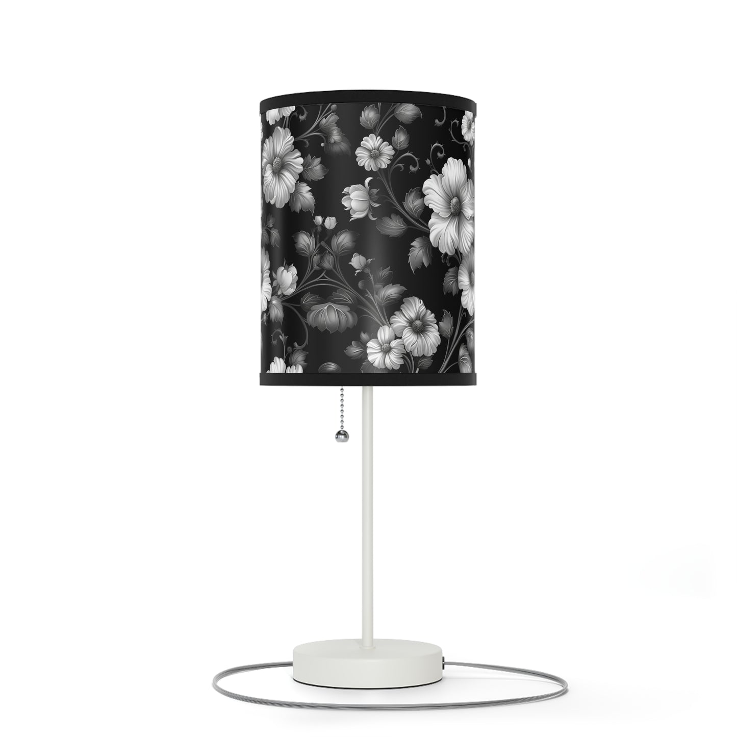 Elegant Floral Table Lamp, Modern Home Decor, Bedroom Lighting, Living Room Accent, Gift for Her, Black and White Style