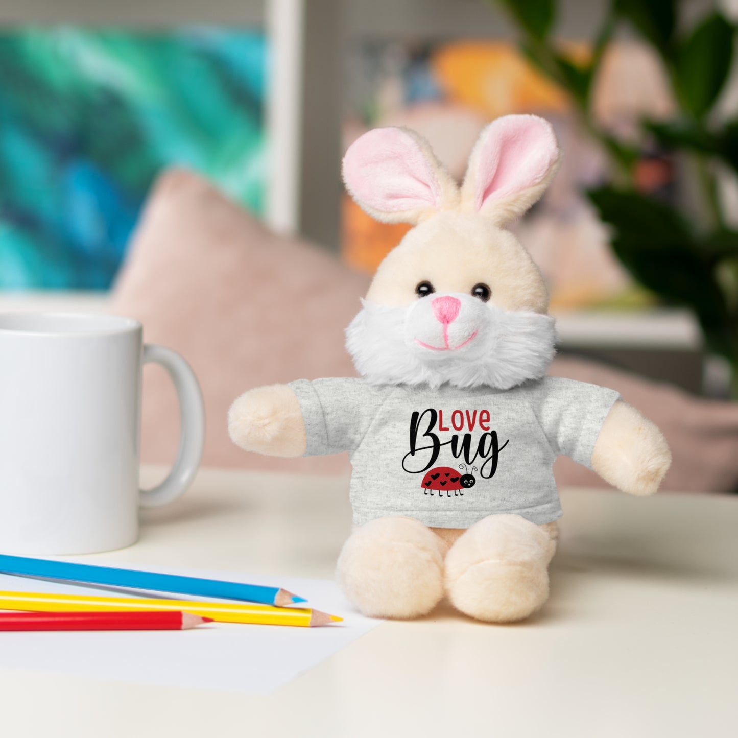 Love Bug Stuffed Animal with Tee, Cute Gift for Kids, Valentine's Day Plush Toy, Adorable Birthday Present, Snuggle Buddy