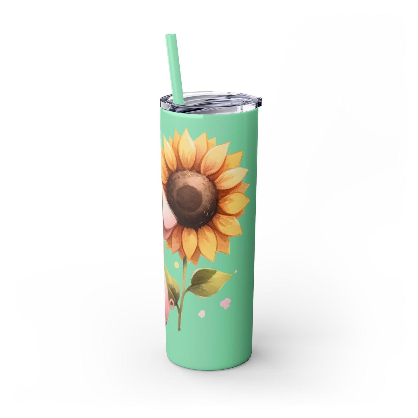 Cute Piggy Skinny Tumbler with Straw, Pig Tumbler, Sunflower Cup, Farmhouse Decor, Gift for Animal Lovers, Fun Drinkware