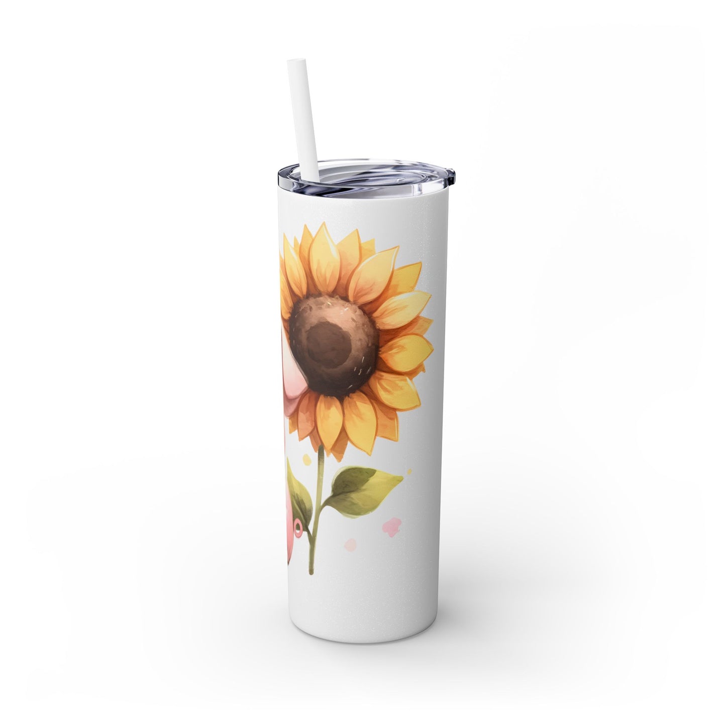 Cute Piggy Skinny Tumbler with Straw, Pig Tumbler, Sunflower Cup, Farmhouse Decor, Gift for Animal Lovers, Fun Drinkware