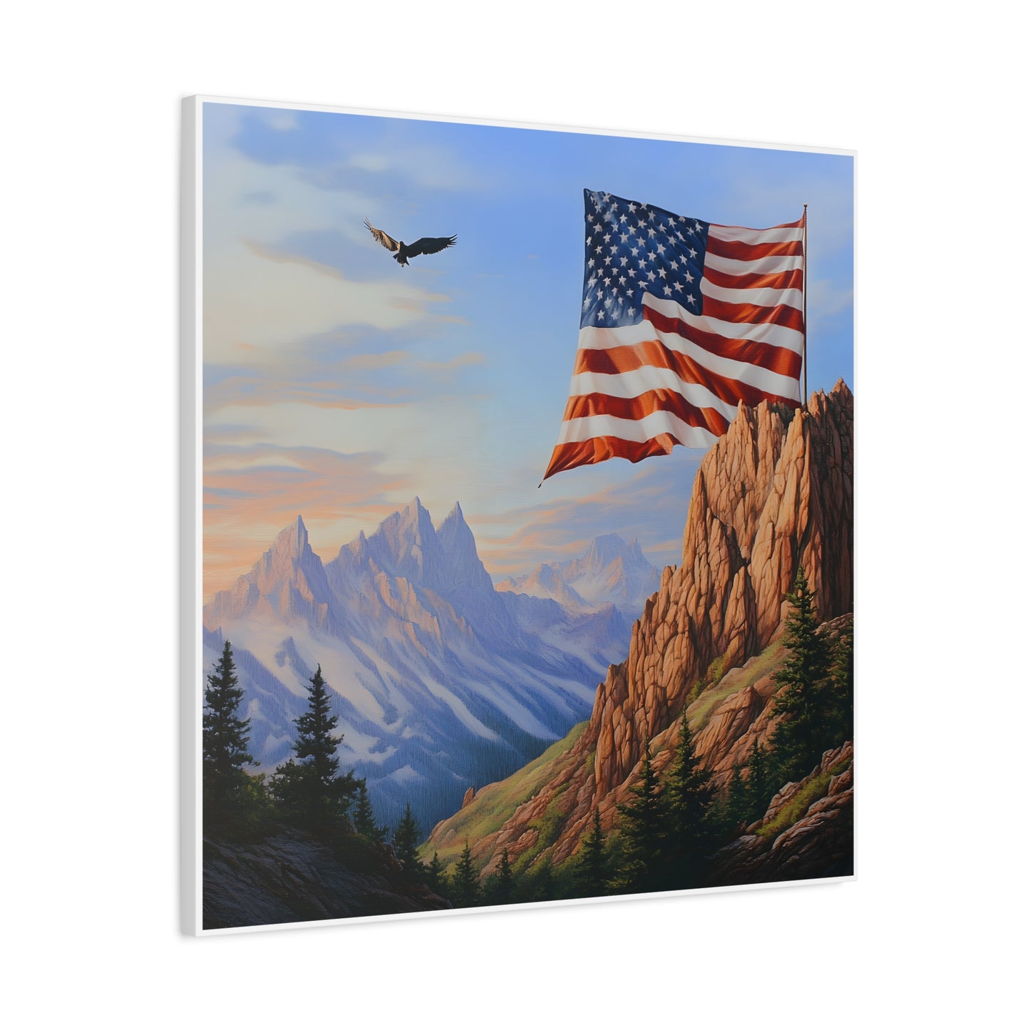 American Flag Mountain Canvas Wall Art, Patriotic Home Decor, Nature Artwork, Gift for Veterans, Independence Day Decoration, 4th of [...]