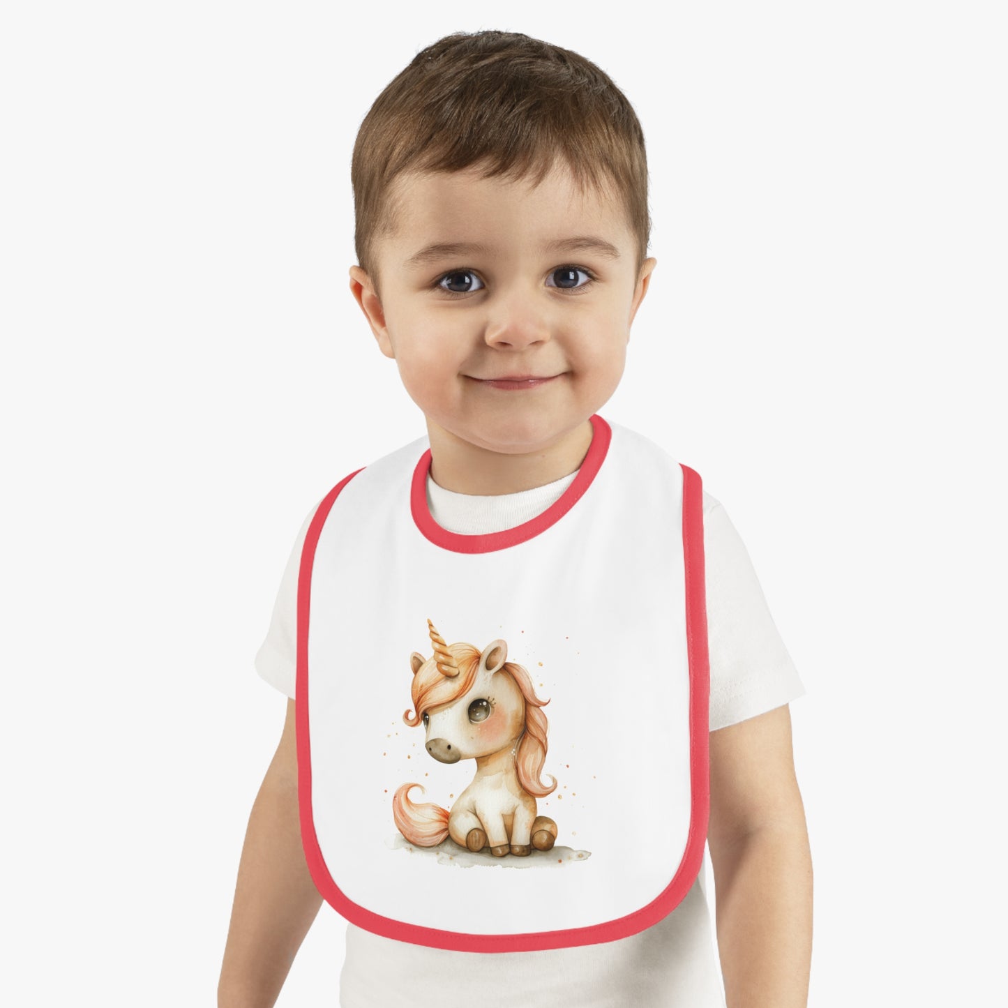 Unicorn Baby Bib with Contrast Trim | Cute Bib for Infants, Toddler Feeding, Gift for Baby Showers, Nursery Decor, Fun Mealtime Essential
